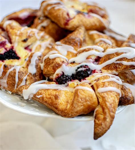 Buttery Sourdough Danish Pastries Topped With Lemon Cream Cheese And