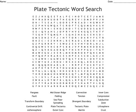 Plate Tectonics Word Search Printable Word Search Printable