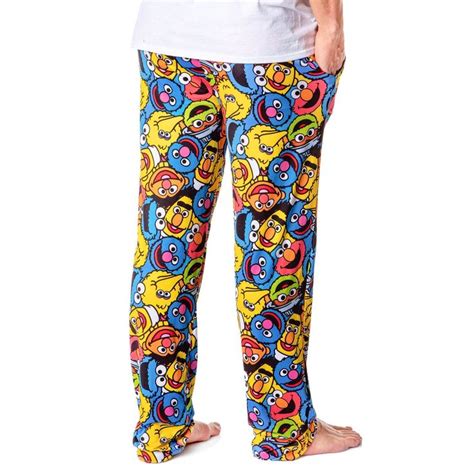 Sesame Street Men S Allover Character Face Collage Adult Pajama Pants