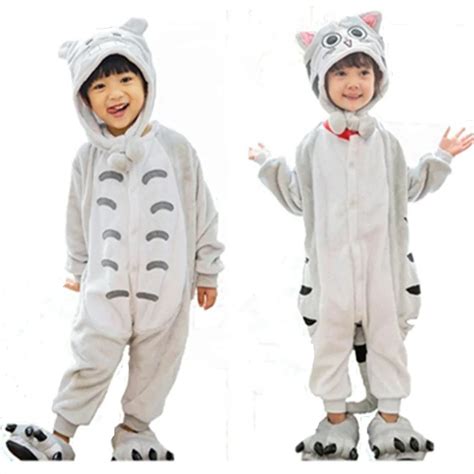 My Neighbor Cat Onesie Pajamas Anime Cheese Cat Kid Cosplay Costumes