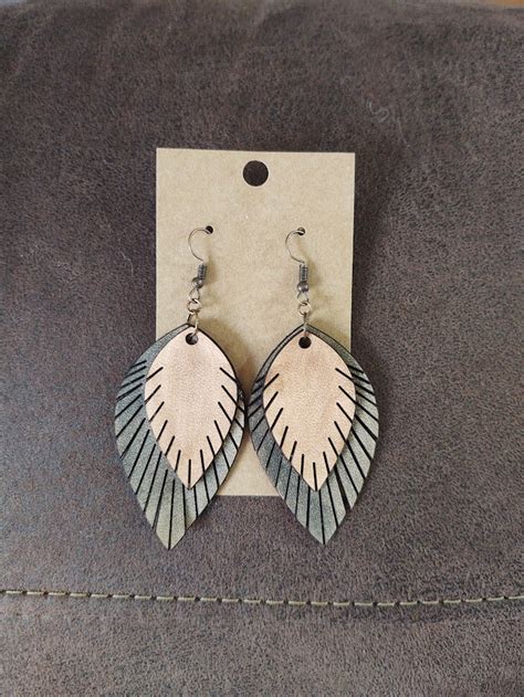 Leather Feather Earrings Hutch Leather Works