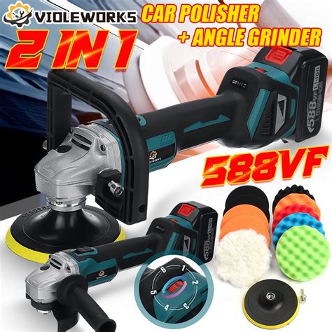 588VF 6 Speed 2 In 1 Cordless Angle Grinder Car Polisher Brushless