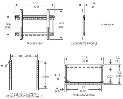 Technical Data - Omnimount 1N1-M Medium Fixed Flat Panel Mount to VESA ...