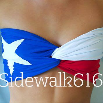 Texas Flag Bandeau Top Spandex Bandeau Bikini Red White Blue Bikinis