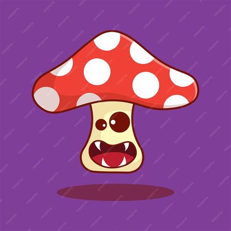 Premium Vector Mushroom Vegetable Monster Cartoon Vector Icon