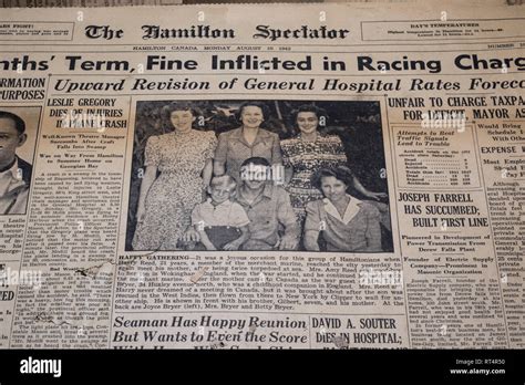 Hamilton Newspaper Front Page From 1920 Stock Photo Alamy