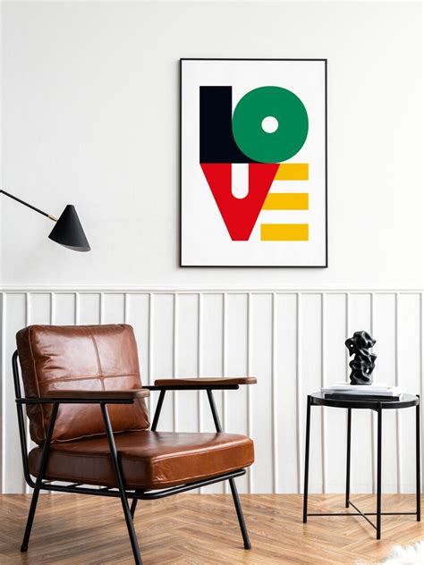 Mid Century Modern Love Print Printable Typography Art Bauhaus Poster