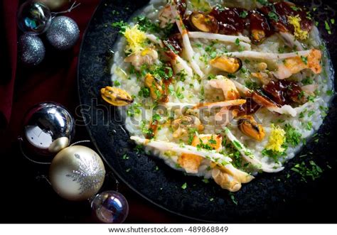 Festive Italian Christmas Seafood Prawns Fish Stock Photo 489868849 ...