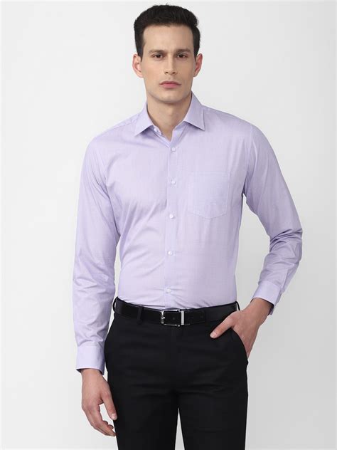 Buy Van Heusen Men Purple Textured Cotton Formal Shirt Shirts For Men 19541374 Myntra