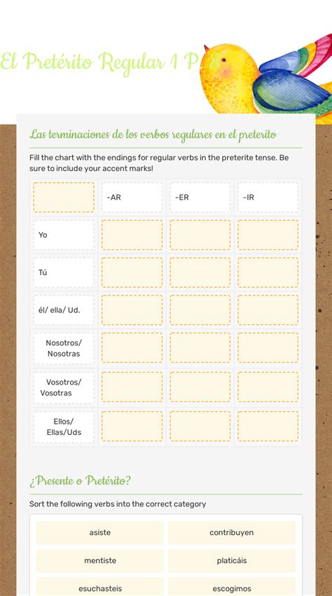 El Pretérito Regular 1 P 8 Interactive Worksheet By Maria Sanchez