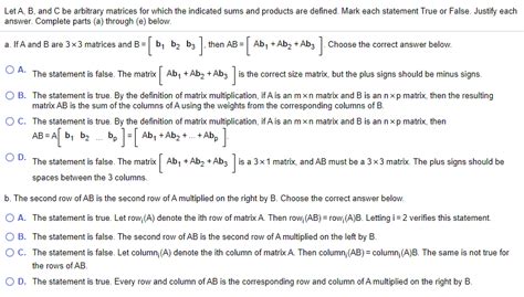 Solved Let A B And C Be Arbitrary Matrices For Which The Chegg