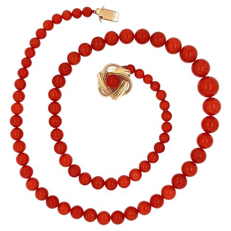 Red Natural Coral Bead Diamond Necklace For Sale At 1stdibs Natural