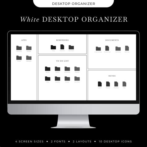 White Desktop Wallpaper Organizer With Desktop Folder & File Icons ...