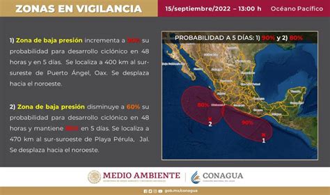 Sistema de baja presión frente a costas de Oaxaca incrementa a 90