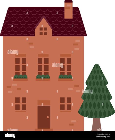 cartoon building / house flat design illustration (front view Stock ...