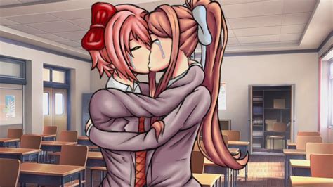 Finale Monika And Sayori Kiss While Yuri Freaks Out Ddlc Mod