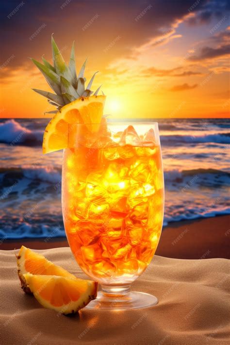 Premium Photo Refreshing Summer Cocktail For The Beach Generative Ai