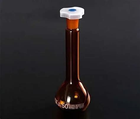 Borosilicate Glass Conical Ml Amber Colour Volumetric Flask With Nabl