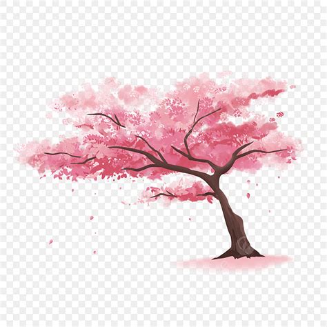 美しいピンクの水彩桜の木イラスト画像とpsdフリー素材透過の無料ダウンロード Pngtree