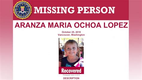 Aranza Maria Ochoa Lopez found: 8-year-old Washington girl missing since 2018 located safe in ...