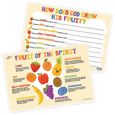 Fruit Of The Spirit Remarkable Activity Mat Top Notch Teacher Products