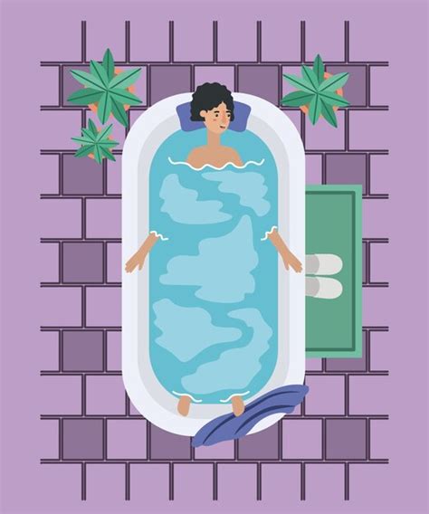 Premium Vector Woman Taking A Bath Tub Vector Illustration Design