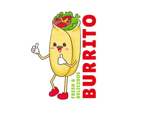 Mignon Burrito Cuisine De Rue Traditionnelle Mexicaine Vecteur Premium