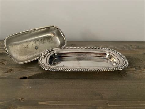 Antique WM Rogers Silver Plated Butter Dish Approx. 9x4.5 - Etsy