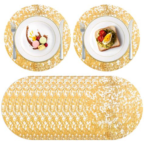 Pcs Disposable Gold Foil Placemats Round Gold Foil Place Mats