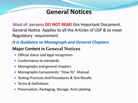 USP General Notices &General Chapters An Overview Dr.A.Amsavel | PDF