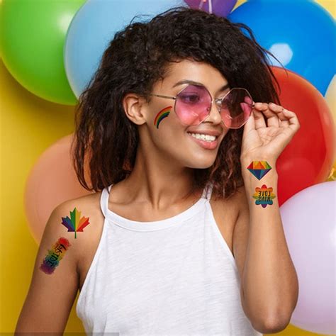 Piezas De Tatuajes Temporales Lgbt Arco Iris Suministros De