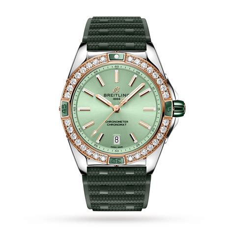 Breitling Super Chronomat Automatic 38 Green Stainless Steel And 18ct