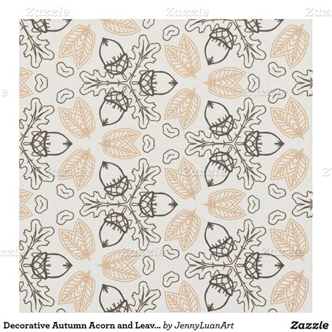 Decorative Autumn Acorn And Leaves Pattern Fabric Leaf Pattern