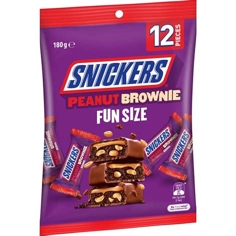 Snickers Peanut Brownie Chocolate Share Bag 12 Pieces 180g Woolworths