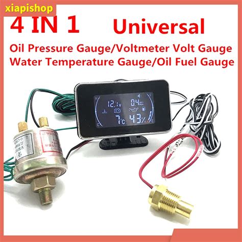 XIAPI 4 In 1 LCD Digital Oil Pressure Voltmeter Water Temperature Oil