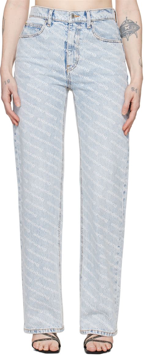 Blue Printed Jeans By Alexander Wang On Sale