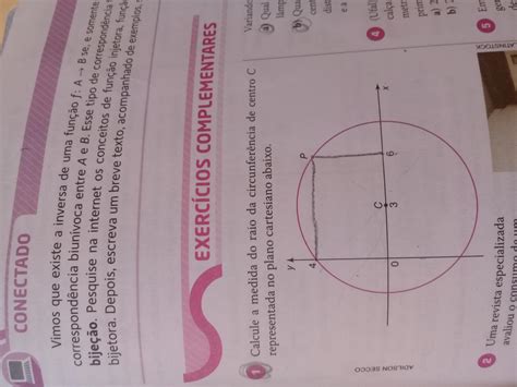 Calcule a medida do raio da circunferência centro C representada no