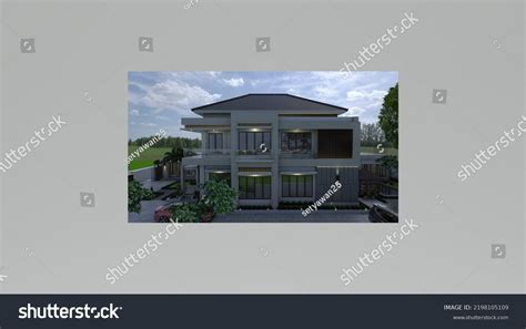 3d Modern House Front View Stock Illustration 2198105109 | Shutterstock