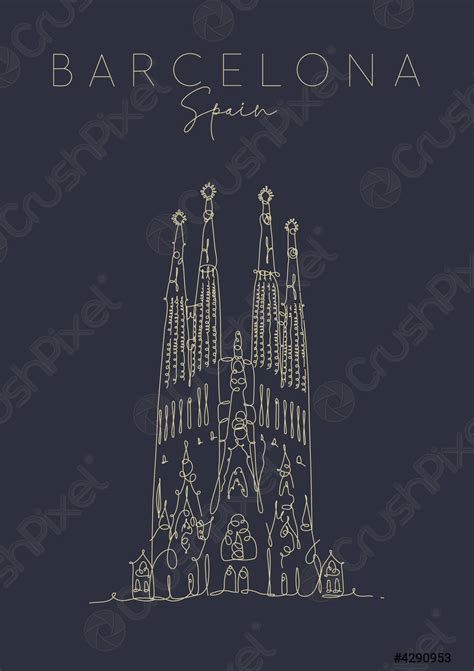 Poster Barcelona Sagrada Familia Dark Stock Vector 4290953 Crushpixel