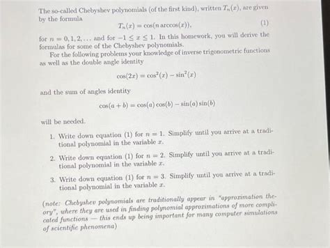 Solved The So Called Chebyshev Polynomials Of The First