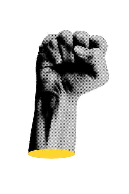 Premium Photo Trendy Fist Hand Gesture Abstract Cutout Hand Halftone