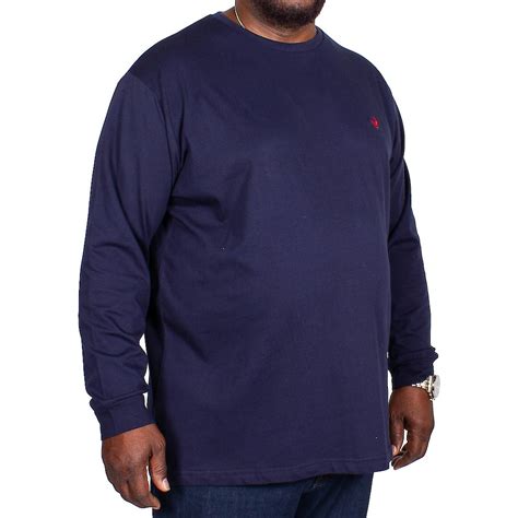 Bigdude Long Sleeve Crew Neck T Shirt Navy Bigdude