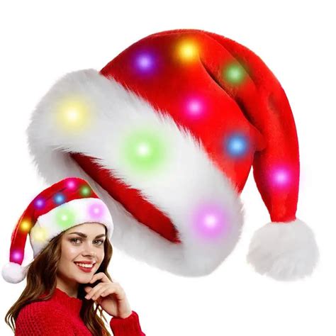 Sombreros De Navidad Con Luz Led Para Adultos Y Ni Os Gorro De Pap Noel