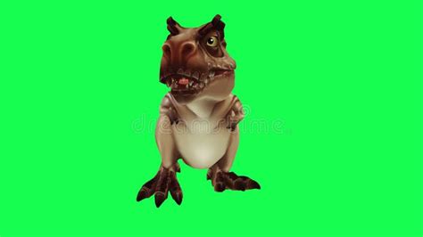 Cartoon Character Dinosaur Dancing from the Angle Facing in Green ...