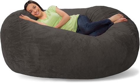 Comfy Sacks Memory Foam Bean Bag Chair Charcoal Furry Home And Kitchen