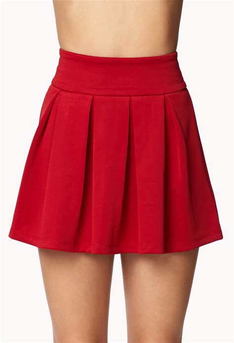 Forever 21 Box Pleated Skirt In Red Lyst