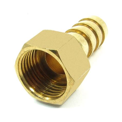 Unique Bargains Gold Tone Brass Fitting 14mm Hose Barb 1 2 PT Female