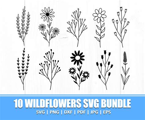 Wildflowers Svg Bundle Wildflower Svg Floral Svg Wild Etsy