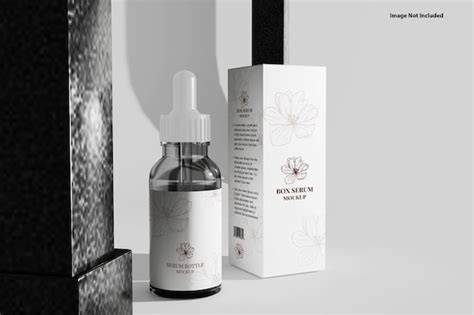 Premium PSD Serum Bottle And Box Mockup