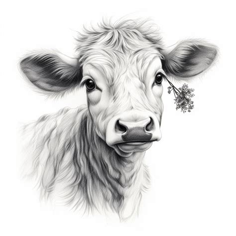 Premium Photo | Pencil sketch cute baby cow animal drawing image ...